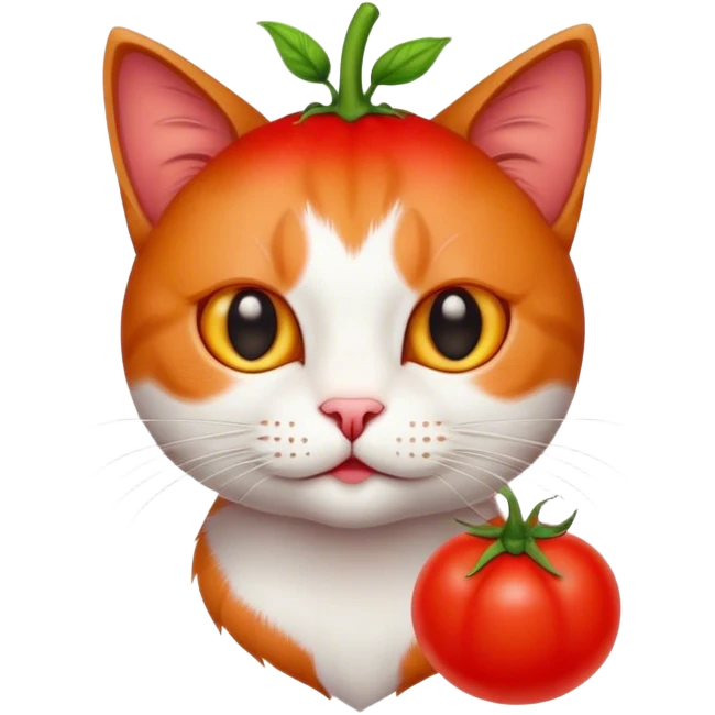 a cat wit tomato head emoji