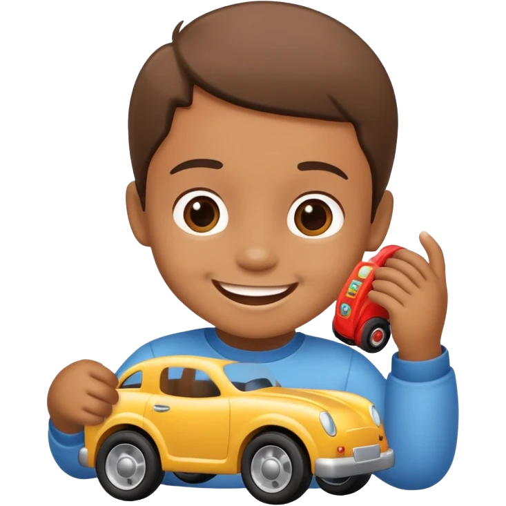 child playing with toy cars emoji