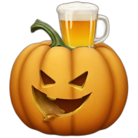 pumpkin drinking beer emoji