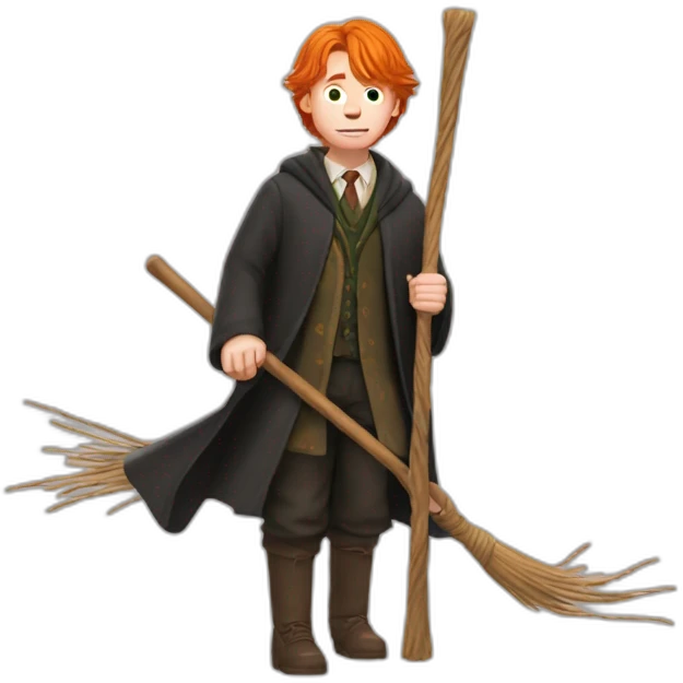 Ron Weasley with broomstick emoji