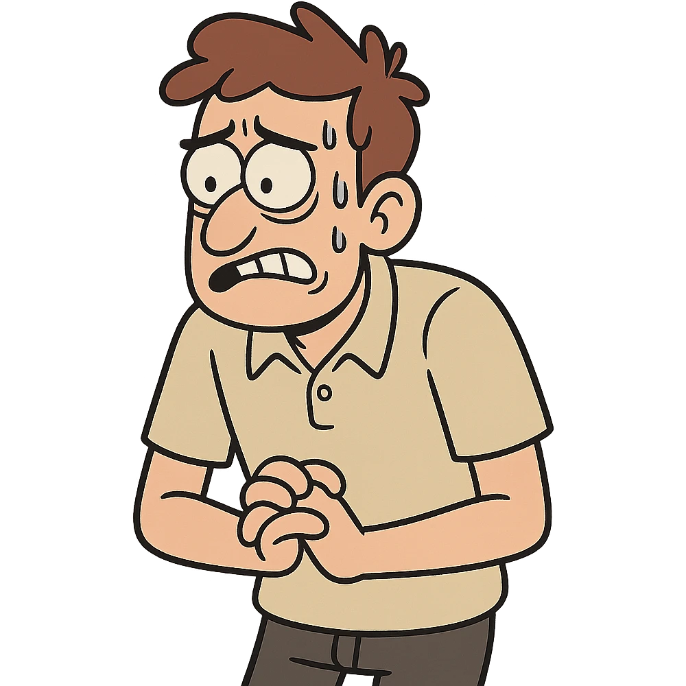 a person fidgeting nervously, cartoon style emoji