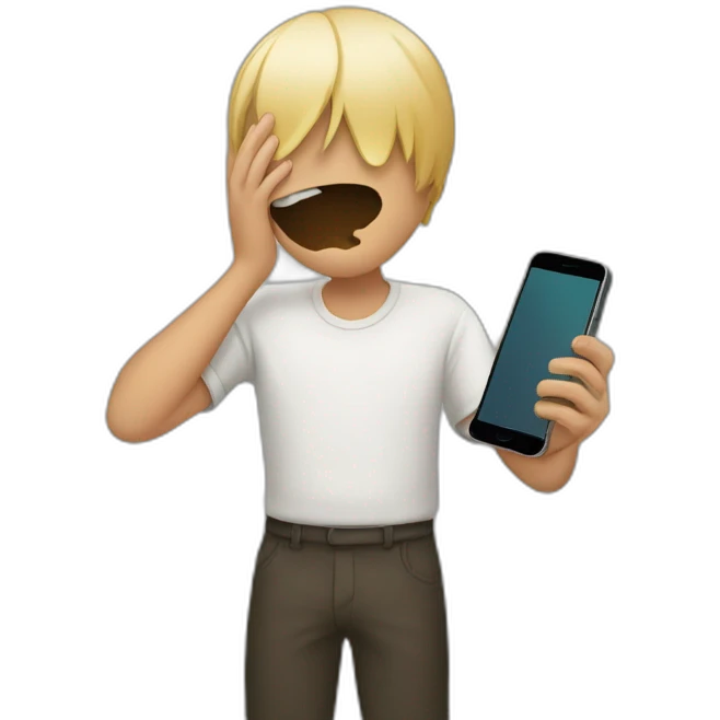 exasperated person holding a phone vertically in front of their face emoji