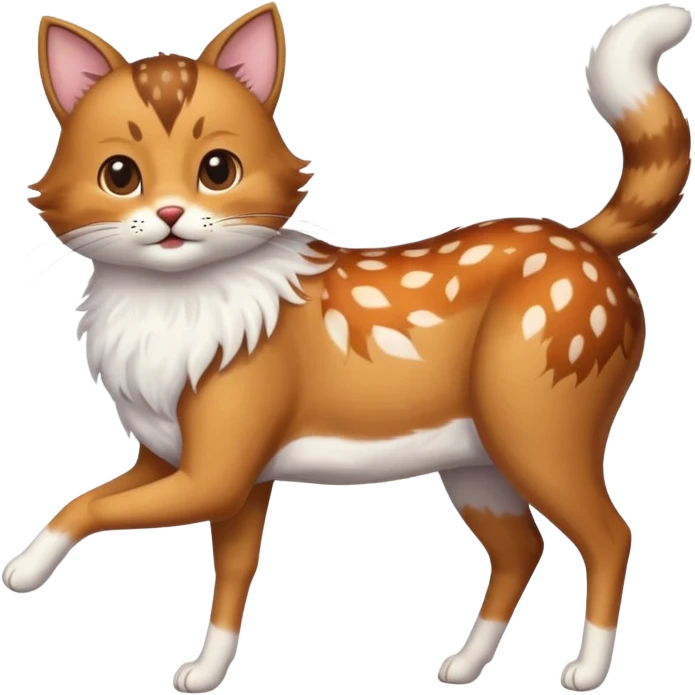 Cat kicking inside deer’s stomach, emoji