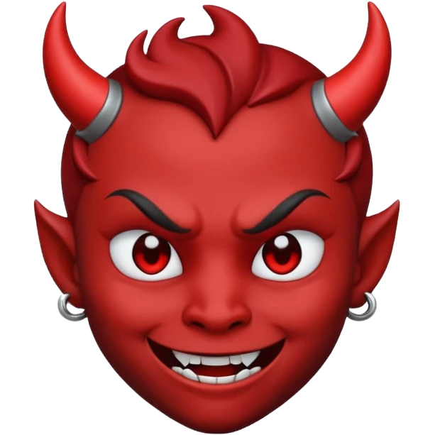 devil emoji in gothic style with matte black color, sharp edges, small silver charm, modern dark aesthetic emoji