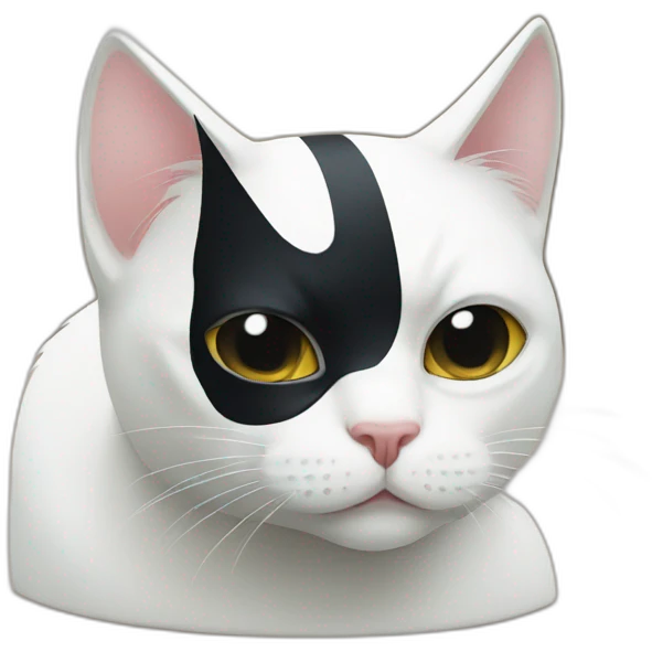 White cat with a black batman mask emoji