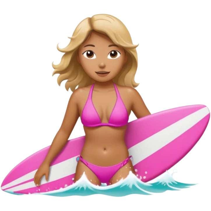 waves with tan female filipino surfer inside on a pink bikini emoji