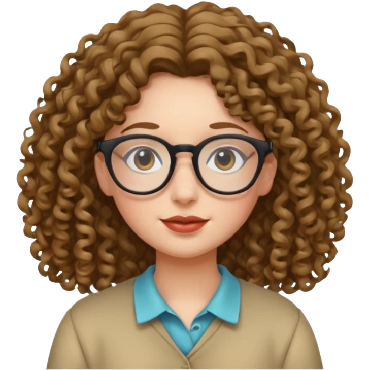 una chica con rizos y el cabello suelto con gafas emoji