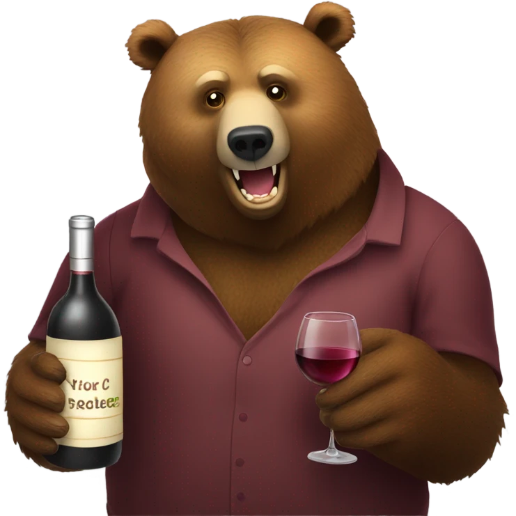 Grizzly bear with a glass of wine  emoji