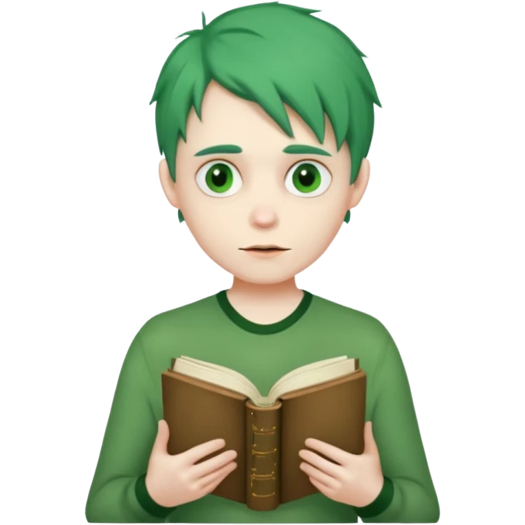 peter has green hair he is creepy he is on a quest to remove all emojis he has a book with all the words that ever exist in his hand he likes fortnite has a reddit thing and a thong and he has a beak emoji