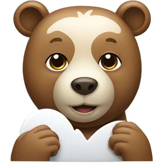 bear holding white heart emoji