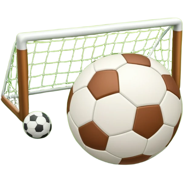 A football resting on the green grass of a soccer field, with goalposts and field markings in the background. The scene highlights the ball's position at the center of the action, emphasizing the competitive atmosphere and readiness for play. emoji