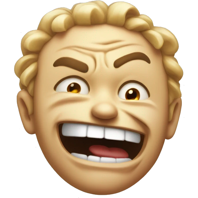 A twisted smile with squinted, furious eyes, radiating unhinged anger. emoji