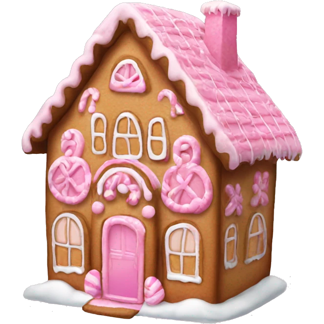 a pink gingerbread house emoji