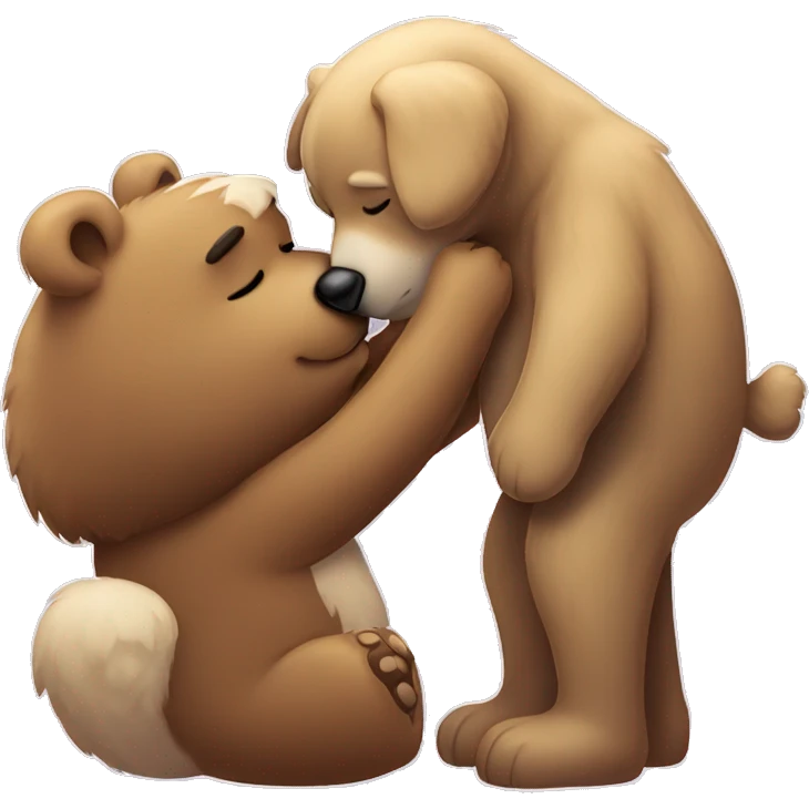 Giant bear kissing puppy emoji
