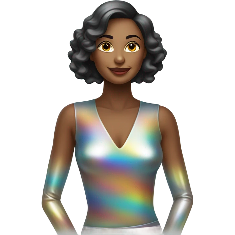beautiful woman wearing futuristic outfit made of liquid glass emoji