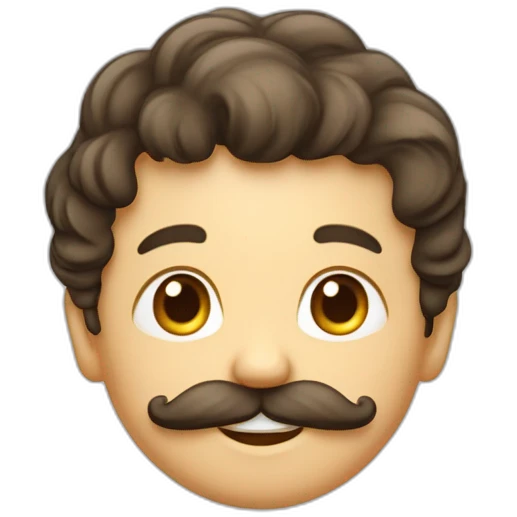 Un petit garçon avec un peu de moustache et les cheveux vers l'avant emoji