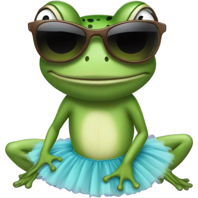 A frog warring a tutu and sunglasses emoji