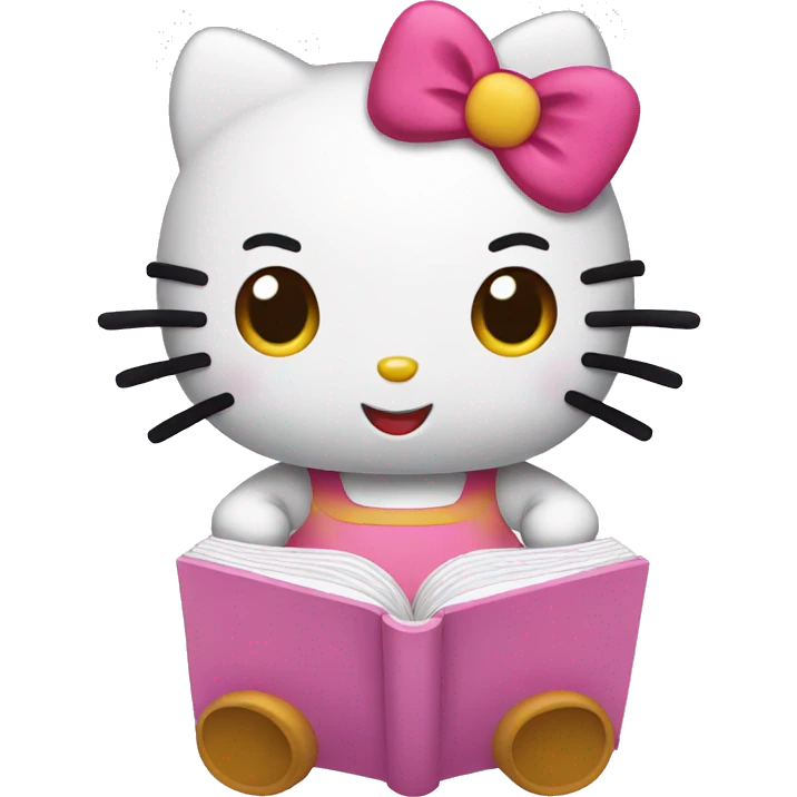 Hello kitty sitting holding book emoji