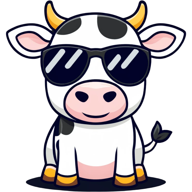 Cow wearing sunglasses emoji