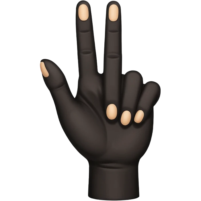 A black hand and the thumb, index and middelfinger are stretched (to say yvl) emoji
