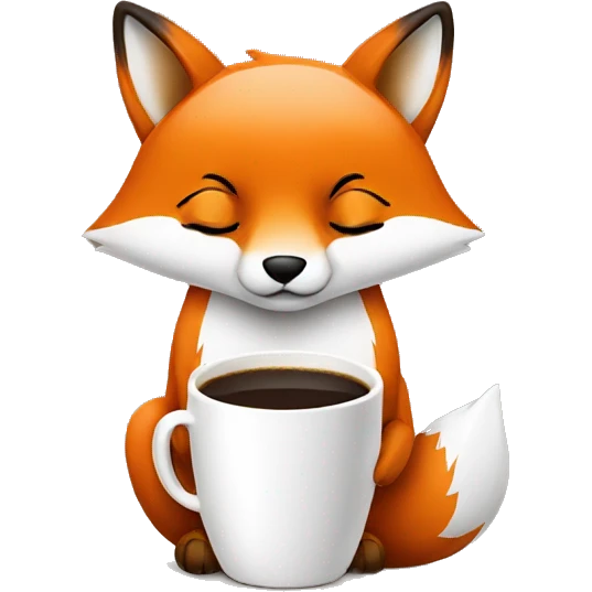 Fox with a cup of coffee emoji