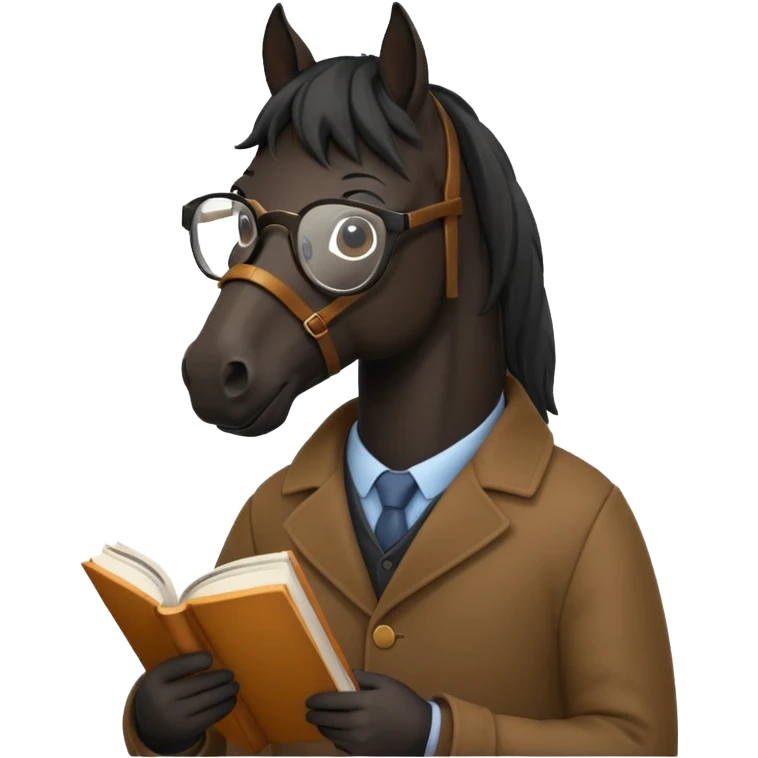 black horse read book with glasses emoji
