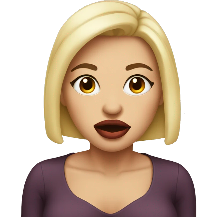 woman with extremely big lips making a sassy face  emoji