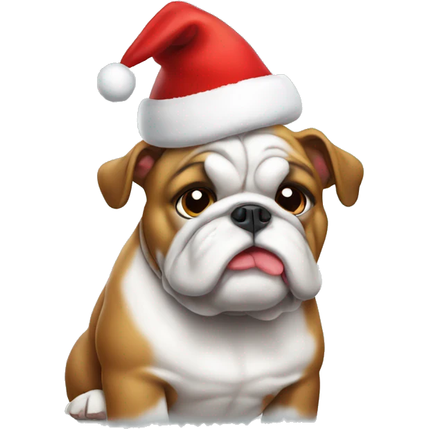 Bulldog in Santa hat emoji