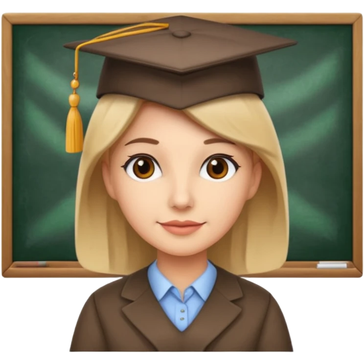 A teacher in a classroom with a hat emoji