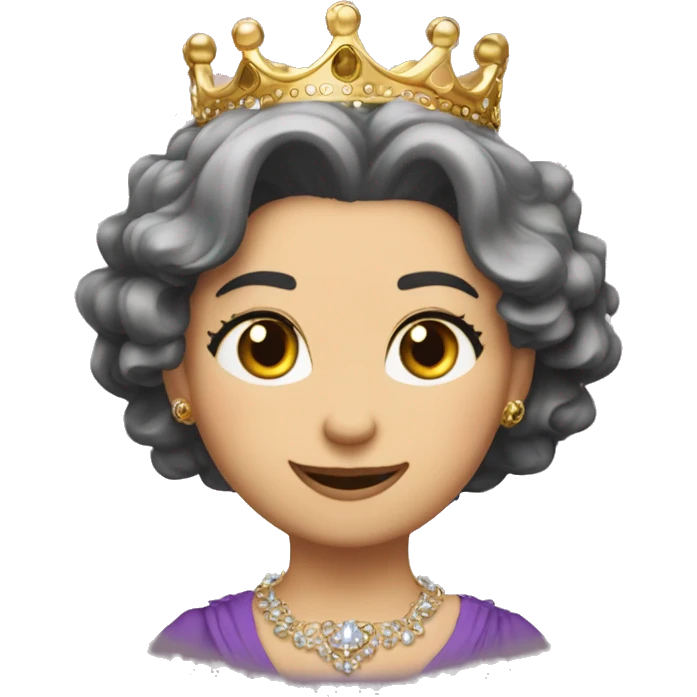 Una leon  rugiendo ,  alegre y elegante con corona de brillo de Reyna  emoji