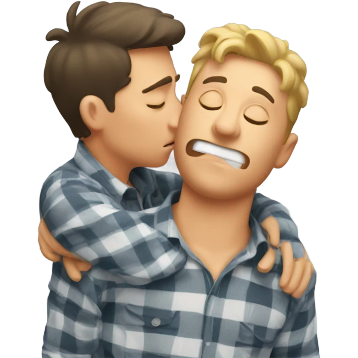 a guy kissing a guy and farting emoji
