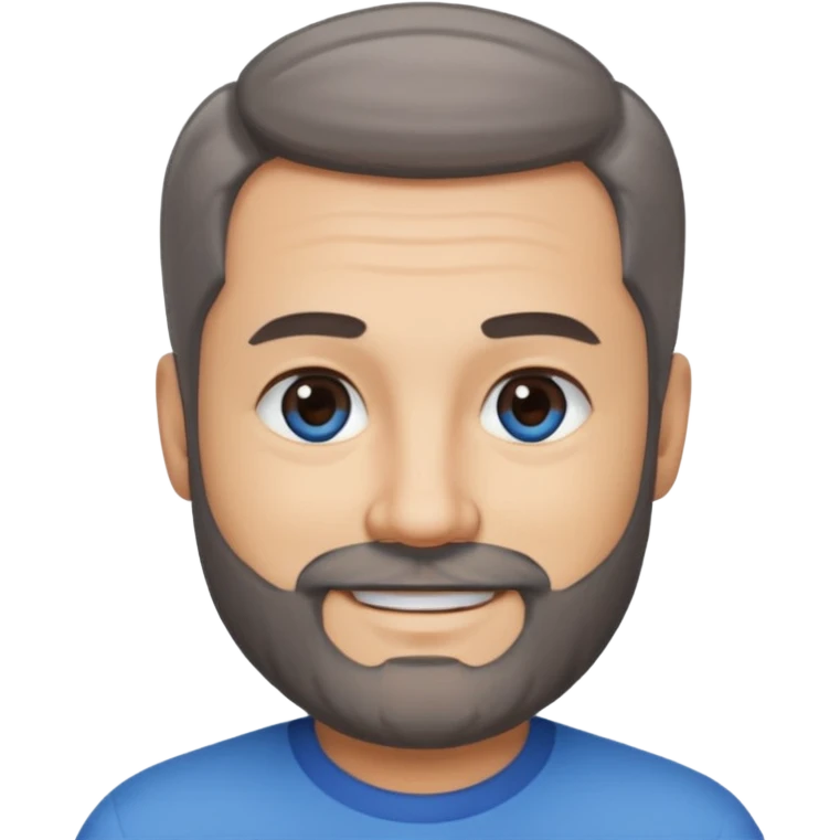 A middle-aged man with a medium black and gray beard, short dark hair cut to the scalp on the sides and combed back on top, blue eyes, smiling, medium skin tone emoji