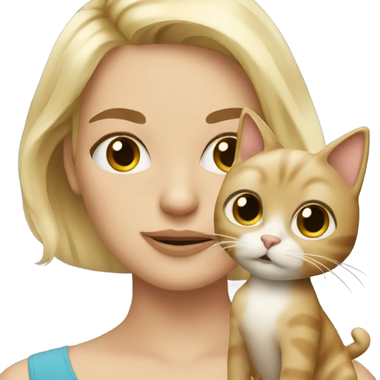 Blonde girl with Cat  emoji