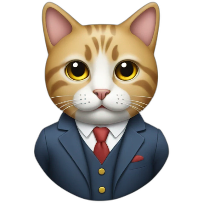 Cat wearing 3 piece suit emoji