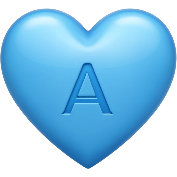 corazón azul con la letra A emoji