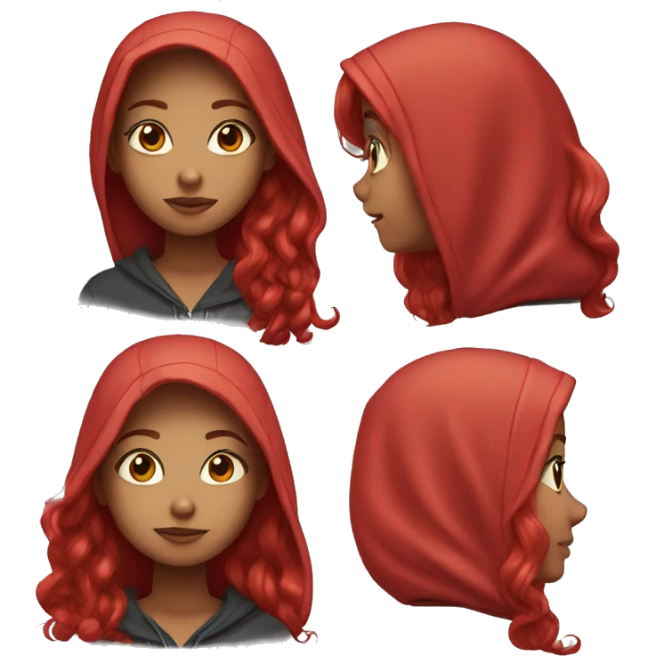 Pretty Girl with long bright red hair and a hoodie emoji