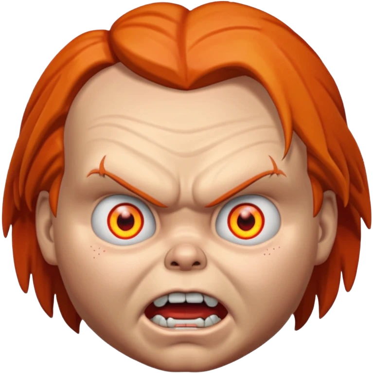 Tête de chucky énerver avec les yeux orange emoji