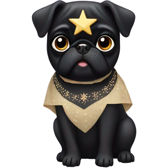 Black pug in a Jewish star dress emoji