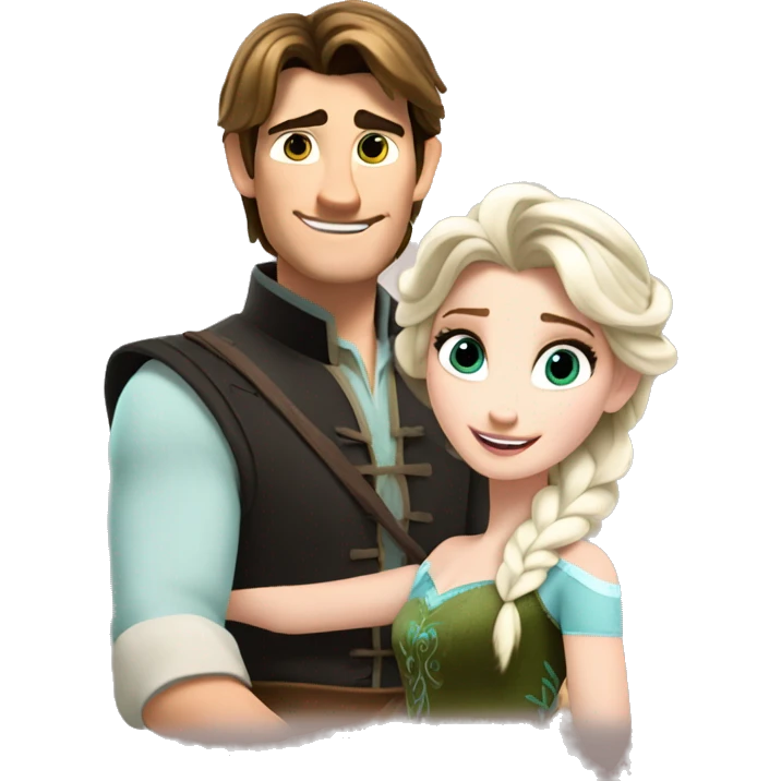 Flynn Rider from Tangled with Elsa from Frozen emoji