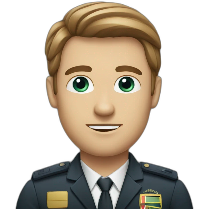a white man, south africans job title head of security, brown hair emoji