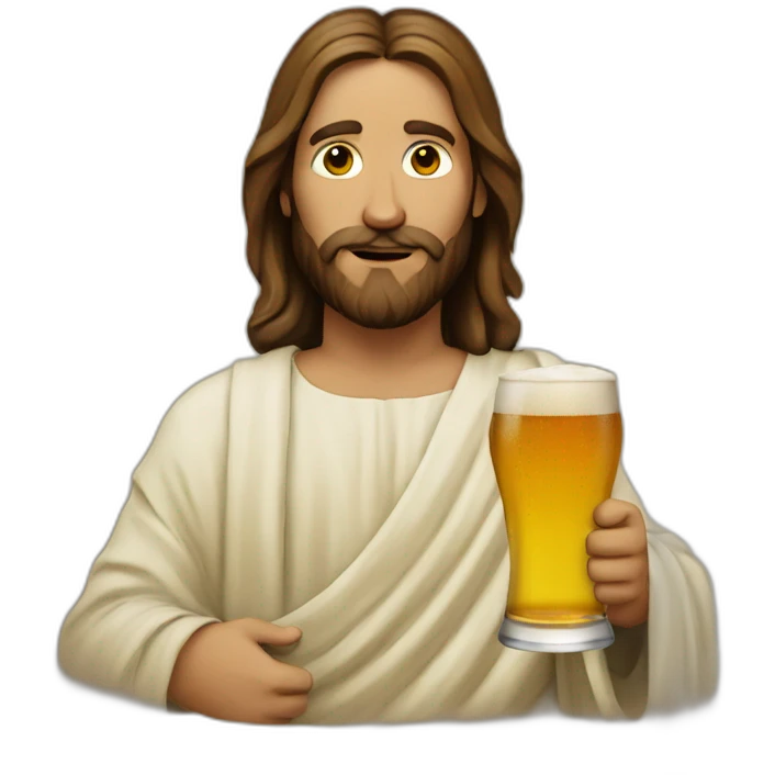 Jesus with a beer emoji