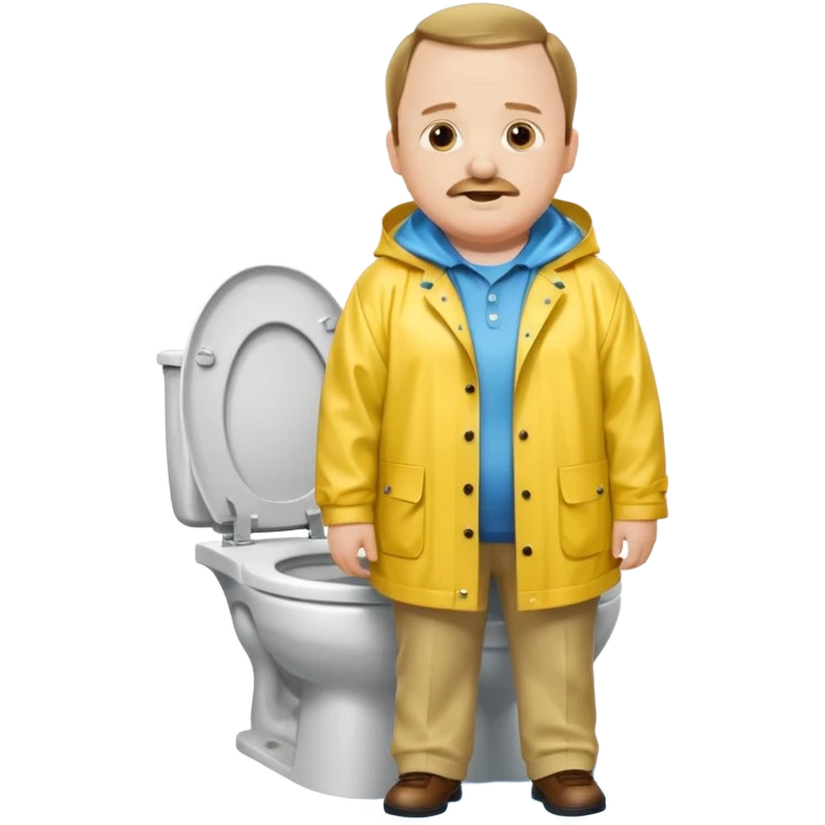 Paul blart as a kid in yellow rain coat standing on toilet  emoji