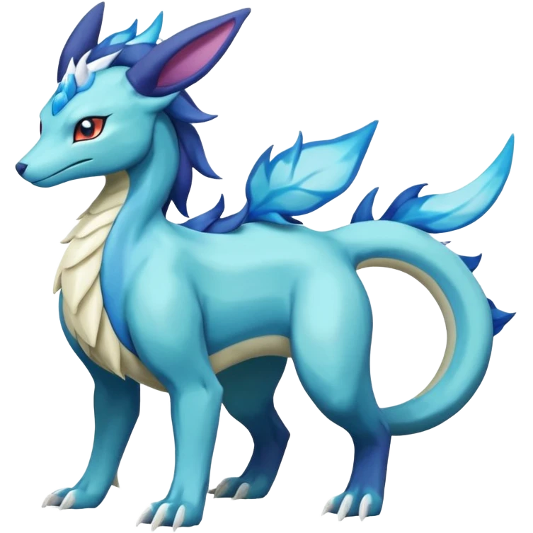 Suicune-Aurorus-Salandit-Glaceon-Meganium-fusion (full body) emoji