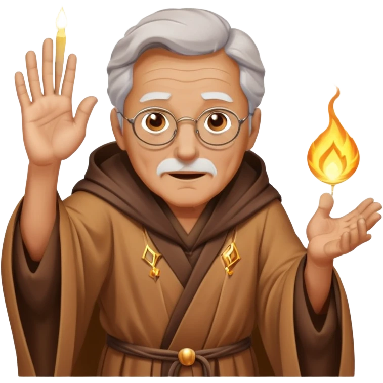 elderly man in a robe casting a glowing magic spell emoji