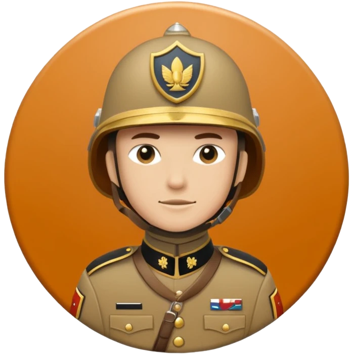 circular achievement style badge for a gr general featuring a soldier with the letters GR on their helmet emoji