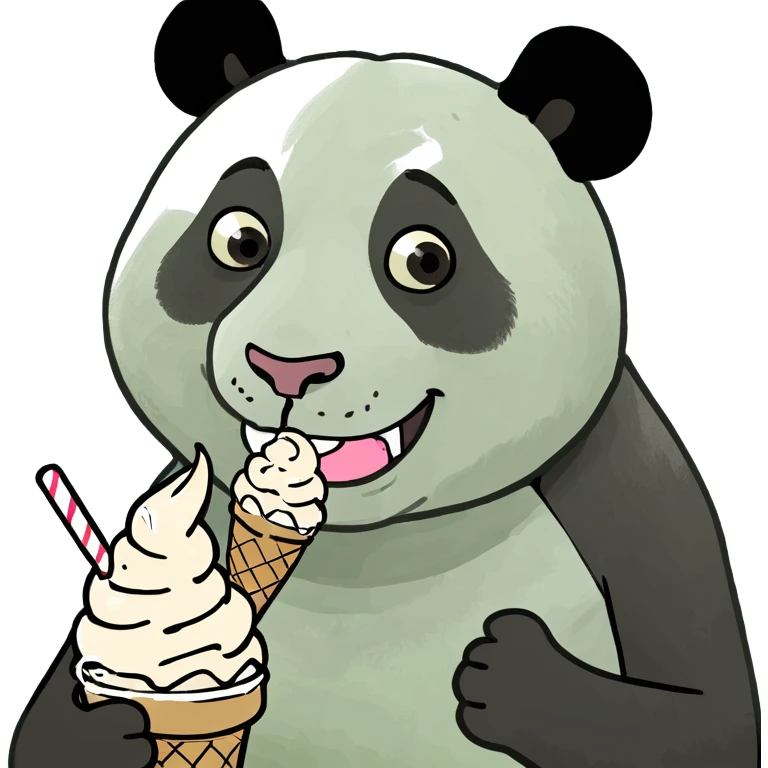 Panda eating ice cream emoji
