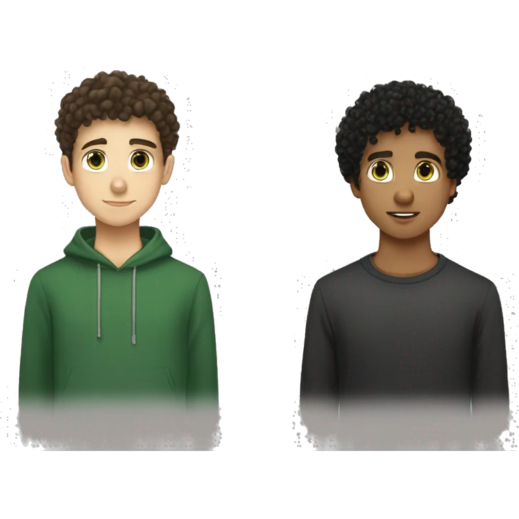 My name is Noah and this is my brother Simon. We are twins and we are fifteen years old. I have brown eyes and straight black hair. Simon has green and brown hair, short and curly emoji