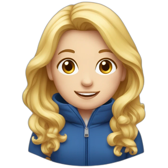 Meisje met rode broek en blauwe trui en blond haar met sproetjes emoji