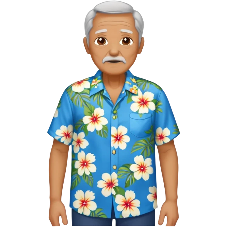 old man with hawai blue floweral shirt  full body  emoji