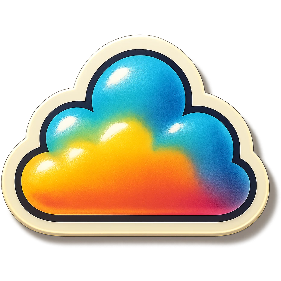 cartoon style sticker, single cloud symbol, simple and clear, no text emoji